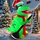 TCFUNDY 6.5FT Christmas Inflatable Dinosaur Singing Outdoor Patio Decoration, Giant Dinosaur with Built-in Bright LED Lights for Christmas Holiday Garden Lawn Decoration