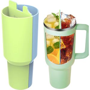 Cup Divider Insert - Two Drinks One Cup Silicone Divider Liner for 40oz Stanley Tumbler Silicone Double Inner Tray Stanley Cup Accessories Reusable Liner for Dual-Sided Drink Blue