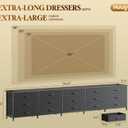 Huuger 94.5 Inch Extra Long Dresser for Bedroom, Large Dresser for Closet
15 Big Fabric Drawer Dresser, TV Stand for 65, 75, 85 Inch TV, Wide Horizontal Chest of Drawer with Storage, Black