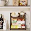 Giikin Kitchen Countertop Organizer, 2 Tier Spice Rack Organizer for Pantry, Kitchen Counter Shelf Wood Coffee Station Organizer (Brown, M)