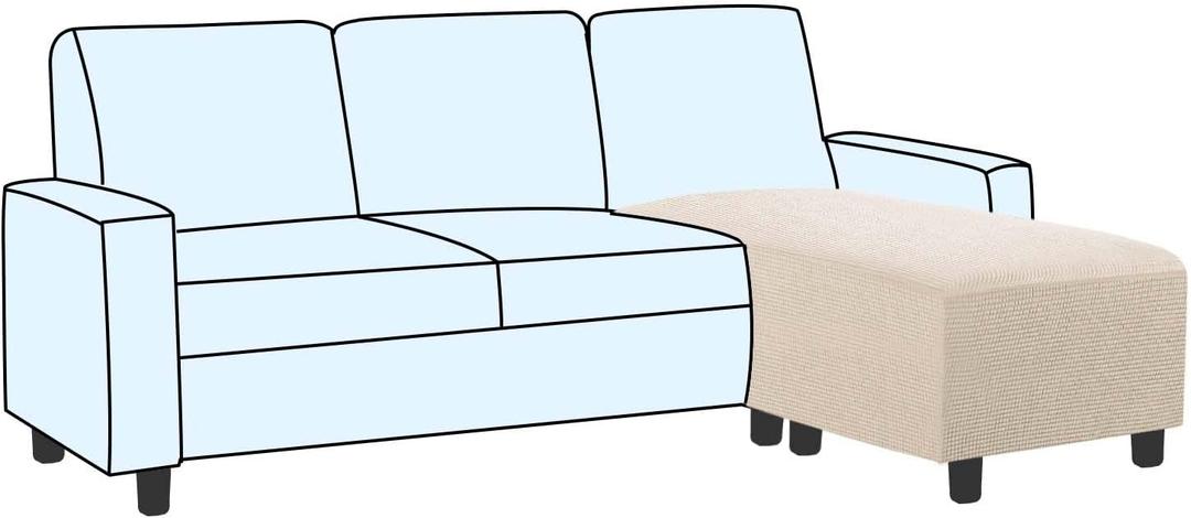 H.VERSAILTEX Ottoman and Sofa Seat Cushion Combined Cover Slipcover Rectangle Sofa Slipcover Fit Length 56'-75' Suitable for L Shaped Seat Cushion Cover or Chaise Part Cover Stretch Thick - Natural