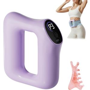 Electric Full-Body Vibration Massager, Hands-Free Cordless Design with Adjustable Strap, 8 Vibration Modes for Belly, Back, Legs & Waist, Includes Sash & Scraper (Light Purple)