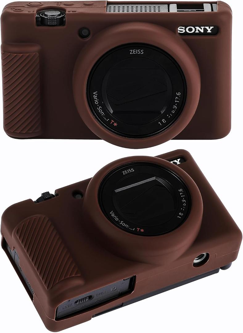 ZV-1F Camera Case, Soft Silicone Protective Case for Sony ZV1F/ZV-1M2/ZV-1 Mark II (NOT for ZV1) Vlog Camera, Lightweight ZV1F Cover (coffee)