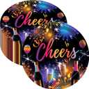 7"Happy New Year Party Plates, 2026 New Year Eve Paper Plates for Holidays Firework Disposable Party Dessert Plate, New Year's Eve Tableware Supplies for Party Celebration Supplies Decorations, 24pcs