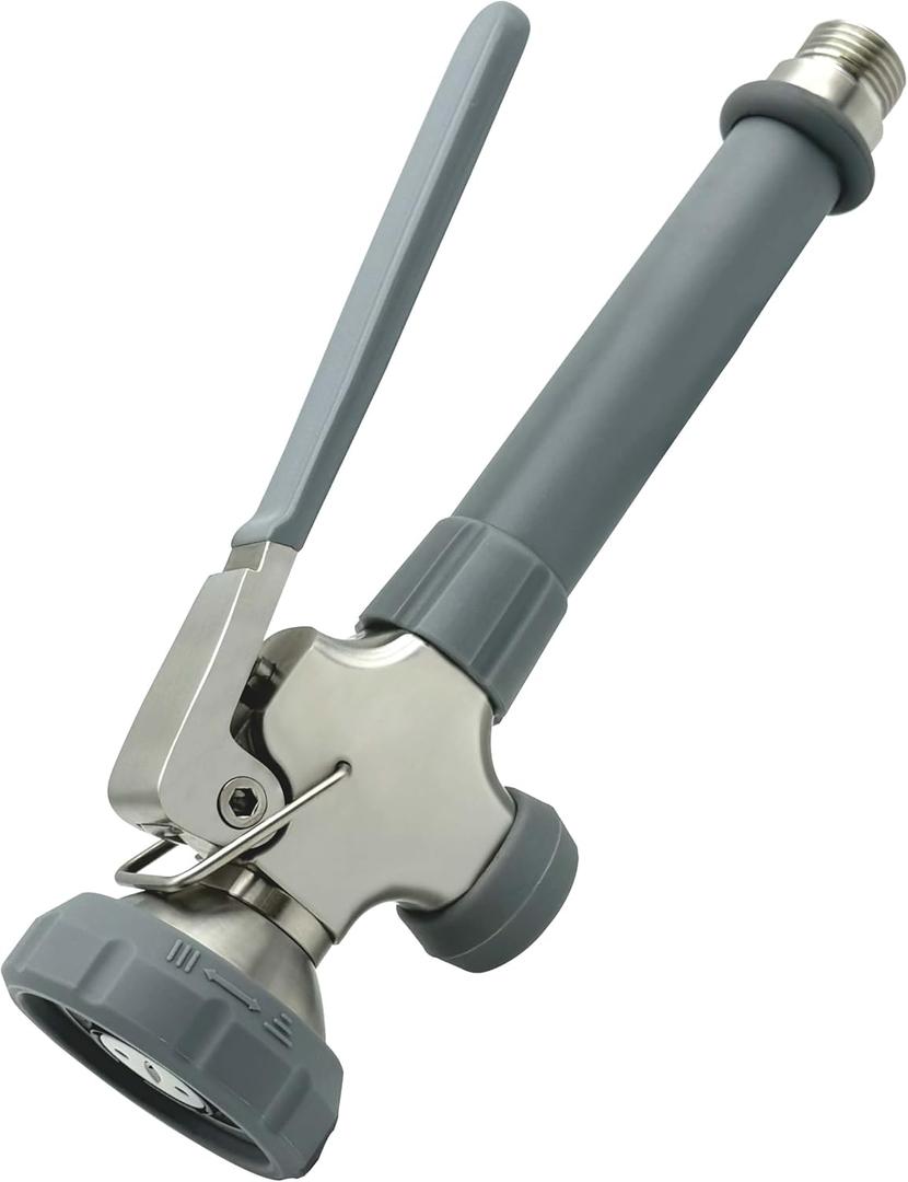 Achelous Pre Rinse Spray Valve Head Dual Function, Commercial Sink Faucet Sprayer Head with Grip Handle, High Pressure Dish Sprayer Nozzle for Commercial Kitchen Faucet Replacement (Grey)