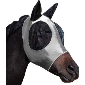 Horse Fly Mask with Ears, Comfortable Fit Stretch Fabric with UV Protection Soft on Skin Breathability for Small/Medium Size Horses (Gray) (Large (For 13.2-15.2 hand horse))