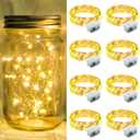 8 Pack Fairy Lights 7Ft 20 LED Twinkle String Lights 3 Modes Battery Operated Waterproof Firefly Starry for Mason Jar Wedding Birthday Party Table Centerpieces Bedroom Christmas,Warm White
