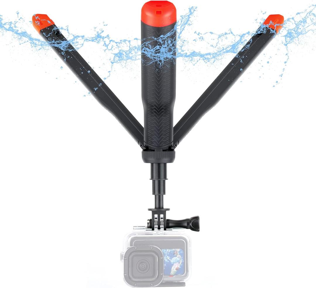 Floating Selfie Stick for GoPro Hero 13 12 11 10 9 8 7 Mini Max Fusion Session, DJI OSMO Action 5 Pro 4 3, AKASO EK7000 V50, 4 in 1 Underwater Waterproof Pole Monopod Hand Grip Tripod Stand Red Floating Stick