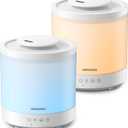 Homvana Small Humidifiers for Bedroom - 2 Packs 1.5L Cool Mist Top Fill Humidifier for Baby Nursery, Essential Oil Diffuser, 3 in 1 for Home Plants Offices and Grow Tents, 7 Color Lights, Ultrasonic