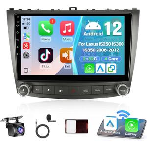 Leadfan Car Radio for Lexus IS250 IS300 IS350 2006-2012 Wireless CarPlay Android Auto Head Unit, 10.1 inch Touchscreen Car Stereo Receiver with GPS Back Camera Bluetooth WiFi FM SWC