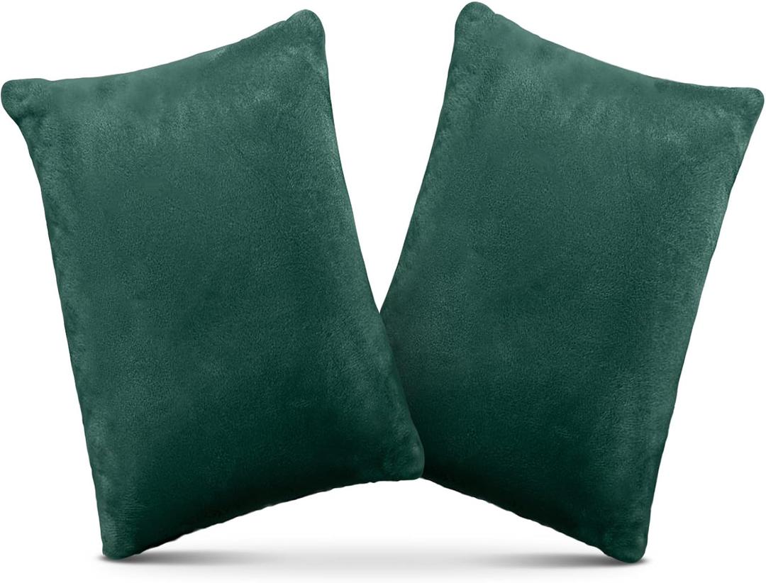 2 Pack Small Pillow, Memory Foam Mini Pillow 11 X 7 Inches for Travel, Sleeping, Nap and Neck, Knee, Lumbar Support, Tiny Cushion for Pet, Dogs (Dark Green)