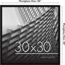 Americanflat 30x30 Picture Frame with Polished Plexiglass - Streamline Collection - Thin Border Square Frame for Wall Display - Hanging Hardware Included - Black