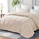 4-Season Duvet, 220 x 240 cm, Microfibre Duvet 300 GSM Breathable, Warm and Soft for Double Bed, Beige