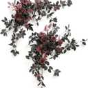 Ling's Moment 2PCS Black Arch Flowers Artificial Floral Swags Centerpieces Burgundy Wedding Rose Garland Greenery Arrangements for Sweetheart Table Decor Wall Window Garden Decor Maroon Gothic