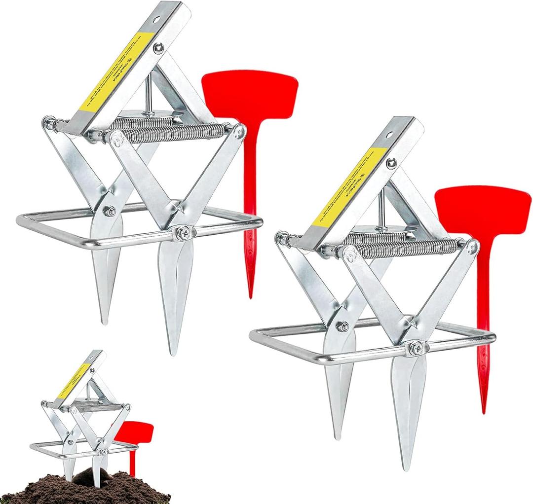 2 Pack Upgraded Mole Traps Heavy Duty Scissor Mole Trap for Lawns Galvanized Steel Reusable Traps that Work Best Gopher Killer Easy One-Step Setup