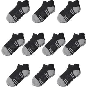 Somaibo 10 Pairs Boys Girls Ankle Socks Kids Athletic No Show Socks Low Cut Half Cushioned Sock 7-10 Y