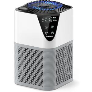 Air Purifiers for Home Large Room up to 1750 Sq Ft, H13 True HEPA Filter Air Purifiers for Bedroom Smoke/Pet Dander/Pollen, 25dB Quiet for Home,Bedroom,Office (Ivory White & Haze Gray)