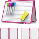 Dry Erase Board, Small WhiteBoard for Kids, 4 Writing Sides Desktop White Board, Small Dry Erase Whiteboard, 11.5x17inch Foldable WhiteBoard for School Office Desk(Pink)