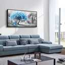 ZUITINGHUA Black Framed Canvas Wall Art For Living Room Wall Decor For Bedroom Office Wall Decoration Blue Tree Landscape Painting Black And White Picture Artwork Room Aesthetic Home Decor 20x40 In