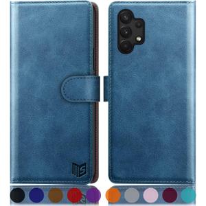 SUANPOT for Samsung Galaxy A13 5G/4G/A04/A04S 4G Wallet case with RFID Blocking Credit Card Holder,Flip Book PU Leather Protective Cover Women Men for Samsung A04S Phone case Sky Blue