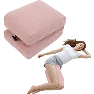 Knee Pillow for Side Sleepers, Leg Support Pillow for Hip Pain Smooth Spine Alignment for Better Sleep, Ideal Pillows for Side Sleeping Knee and Back Pain Relief, Pink