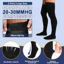 Zhanmai 2 Pairs Thigh High Men's Compression Socks 20-30 Mmhg Compression Stocking with Silicone Grip Men's Dress Socks(2X-Large)