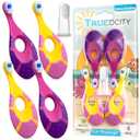 Trueocity Infant Toothbrush Set for Oral Care (12 Months+) Soft Bristles, Small Brush Head, Easy-Grip Handle 4-Pack, Pink & Blue 