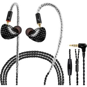 in Ear Monitor Headphones, HiFi Stereo IEM Earphones, Dynamic Dual Driver Wired Earbuds with Detachable Cable, Noise Canceling Headset for Singers Musicians Drummers Audiophile (Carbon Fiber)