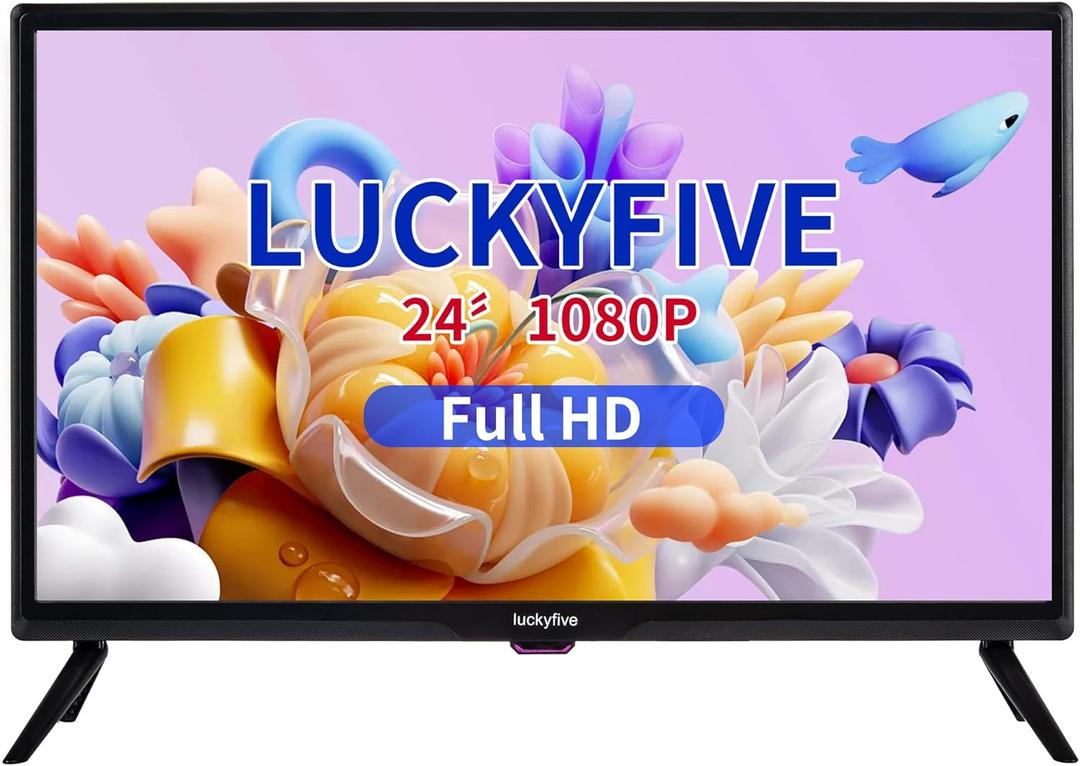 luckyfive 24-Inch Full HD (1080p) Smart TV with Wi-Fi & Bluetooth Connectivity, Android TV, Google Play Store, LED Flat Screen TV with Netflix, Disney+, YouTube, Support Local Channels & Digital TV