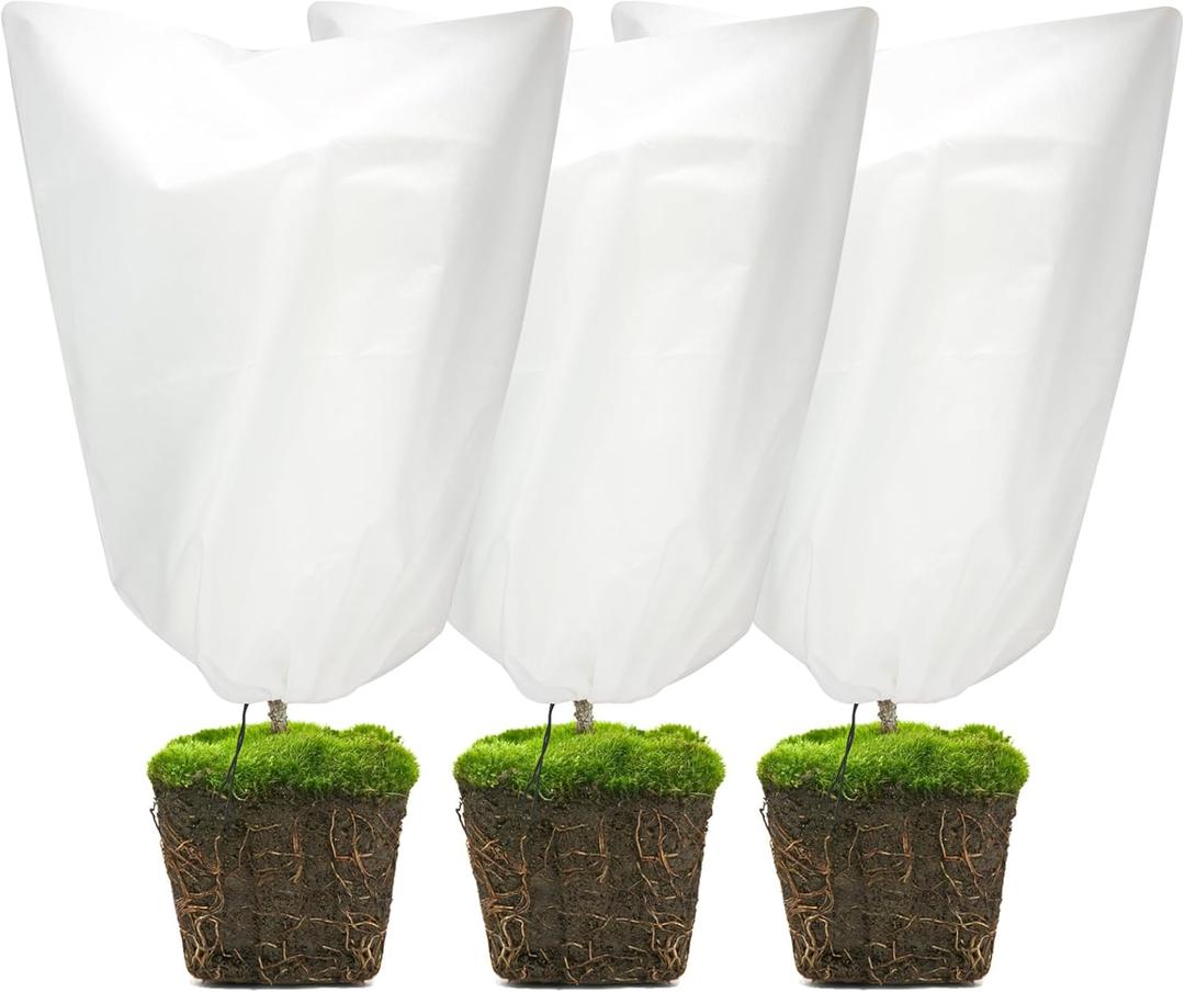 3 Packs Plant Covers Freeze Protection, 30" x 39.7" 2.25 ozFrost Cloth Plant Freeze Protection Tree Jacket Cover for Outdoor Plants Shrubs Potted, Garden Plant Winter Protection Bags with Drawstring