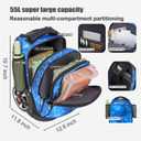Rolling Backpack, 55L (14.5gal) Backpack with Wheels for Business, Waterproof Backpacks with Dual Handles and Silent Large Wheels, Carry on Backpack with Laptop Compartment (Black,22 inch)