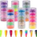 Duufin 36 Colors Nail Pigment Powder Gel Acrylic Nails Pigments Colorful Luminous Iridescent Glitter Pearlescent High-Gloss Halo Powder for Nail Art, Body and Crafts (Bright)