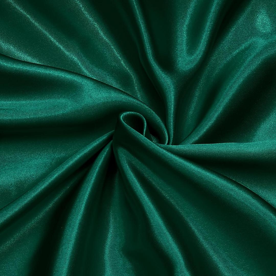 Homiest Emerald Green Satin Fabric by The Yard, 5 Yards x 58 Inch Charmeuse Satin Fabric Silky & Shiny Cloth Fabric, Smooth Bridal Satin Fabric for Wedding Dress, Clothing Making, DIY Crafts, Sewing