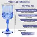 Teruntrue 48 Pcs Blue Plastic Wine Glasses Vintage Wine Glass for Parties Crystal Plastic Goblets Drinking Glasses Reusable Drinkware for Wedding, Valentine’s Day, Parties, Grand Event