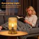 LightRound Table Lamp for Bedroom, Cordless Small Bedside Lamp, Touch Dimmable Rechargeable Lamp Battery Operated with Amber Glass Shades for Night Stands, Living Room, Desk, Bulb Included