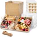 50 Pack Charcuterie Boxes with Clear Lids 5.3x4.9x2.5 Inch Paper Mini Charcuterie Box Takeout Containers for Cookie Cake Slice Sandwich Strawberries(Brown)