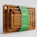Bamboo Cutting Board for Kitchen, 3-Piece Set with Juice Grooves, Side Handles & Non-Slip Mats  Durable Bamboo Chopping Board for Meat, Vegetables and Fruits
