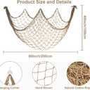 2 Pack Fish Net Decorations - 80x40 Inch Brown Fishing Net Decor for Under The Sea Hawaiian Beach Themed Party, 3mm Thick Natural Cotton Versatile Nautical Netting for Party Wall Table Ceiling Decor