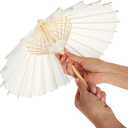 Juvale Parasol Umbrella Set - 6-Pack, 16 in Paper & Poplar Wood, White - Sun Umbrella for Garden Parties, Tea Party Decorations, & Weddings