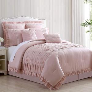 Modern Threads Antonella 8-Piece Pleated Comforter Set Queen, Mauve
