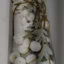 White Faux Flowers for Vase - Kiku 10 Stems & Eucalyptus, Fake Flowers Stems for Pottery Vase, Realistic Artificial Flowers, Pom Pom Balls for Aesthetic Room Decor, Floral Arrangements Centerpiece, White 