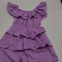 Rompers Ruffle Sleeveless Summer Short Jumpsuit High Waist Solid Purple Outfits , Size M