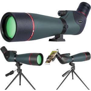 20-60x80 Spotting Scopes for Bird Watching, BAK4 Waterproof Spotting Scope for Wildlife Viewing Hiking Camping, HD Spotter Scope with Tripod Smartphone Holder and Carrying Bag