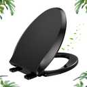 YASFEL Standard Universal elongated Toilet Seat,Soft Close,Ergonomic Toilet Bowl Seat,Fits for Standard elongated with Thickened Plastic Lid (18.5'', Black)