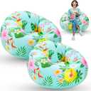 2 Pcs Blow up Chairs Hawaiian Inflatable Bean Bag Couch Luau Pool Chair Portable Lazy Sofa Seat Game Couch for Summer Movie Night Pool Camping Balcony Living Bedroom Reading (Flower)