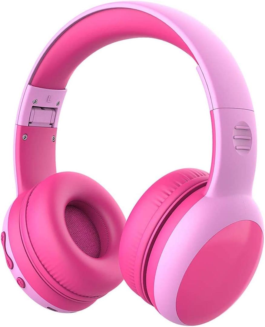 gorsun Kids Bluetooth Headphones, Portable Wireless Headset for Kids, Bluetooth 5.3, Over-Ear Toddler Headphones with Microphone, 85dB Volume Limited, 40 Hours Playtime (Pink)