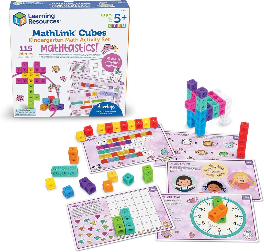 Learning Resources MathLink Cubes Kindergarten Math Activity Set Mathtastics! - Classroom Must Haves, Preschool Activities, Teacher School Supplies, Toddler Montessori Toys, Math Manipulatives