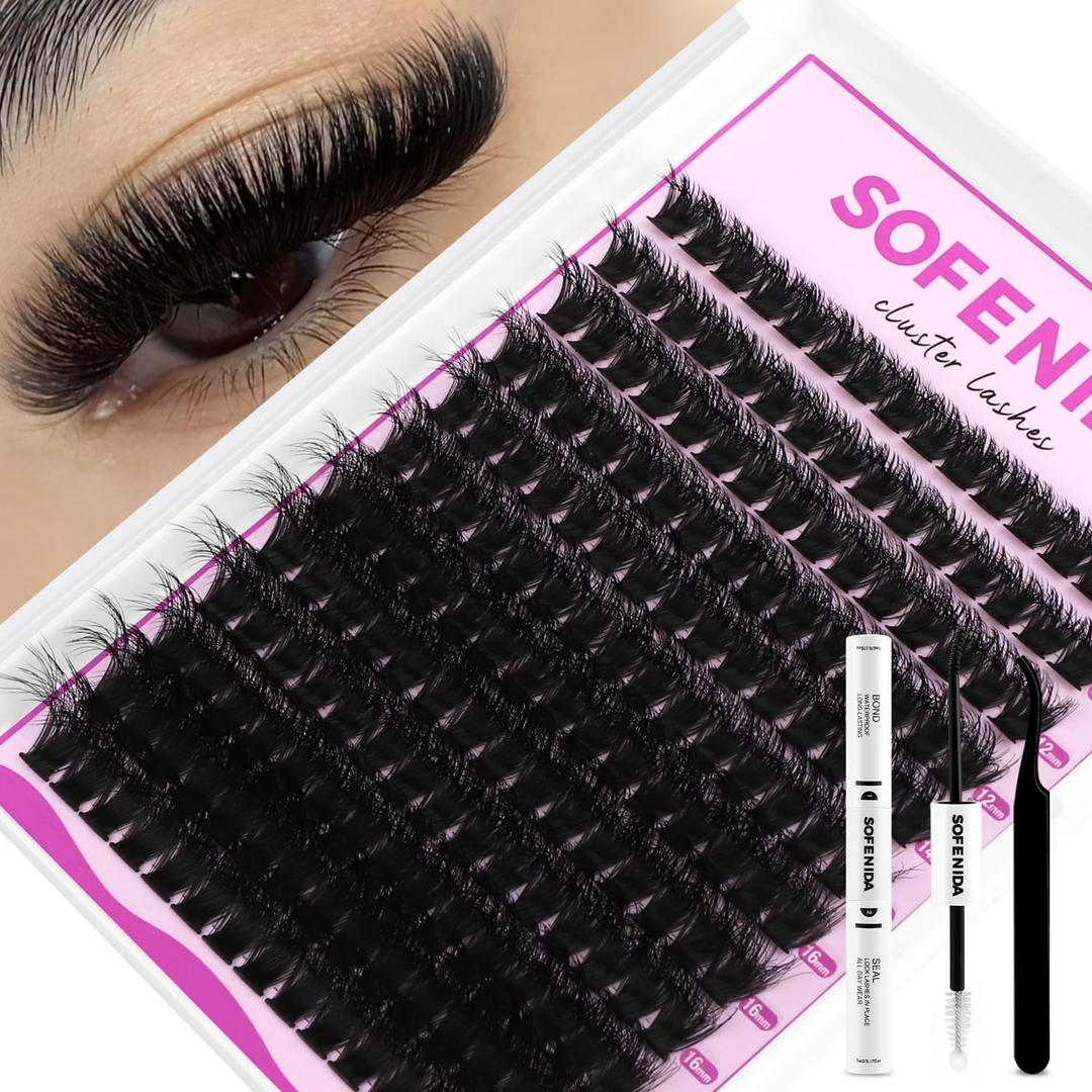 Lash Clusters Kit 100D Thick Cluster Lashes 10-18mm Volume Eyelash Clusters D Curvature Cluster Eyelash Extensions 3D Wispy Lash Clusters DIY Lash Extension Kit(100D-10-18MIX Thick Kit)