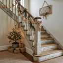 Wood Star Top Christmas Tree Christmas Garland Rustic Wood Chain with Wooden Bead Hanging Decorations for Mantle Wall Window Door Winter Home Xmas Tree Decor Holiday Crafts