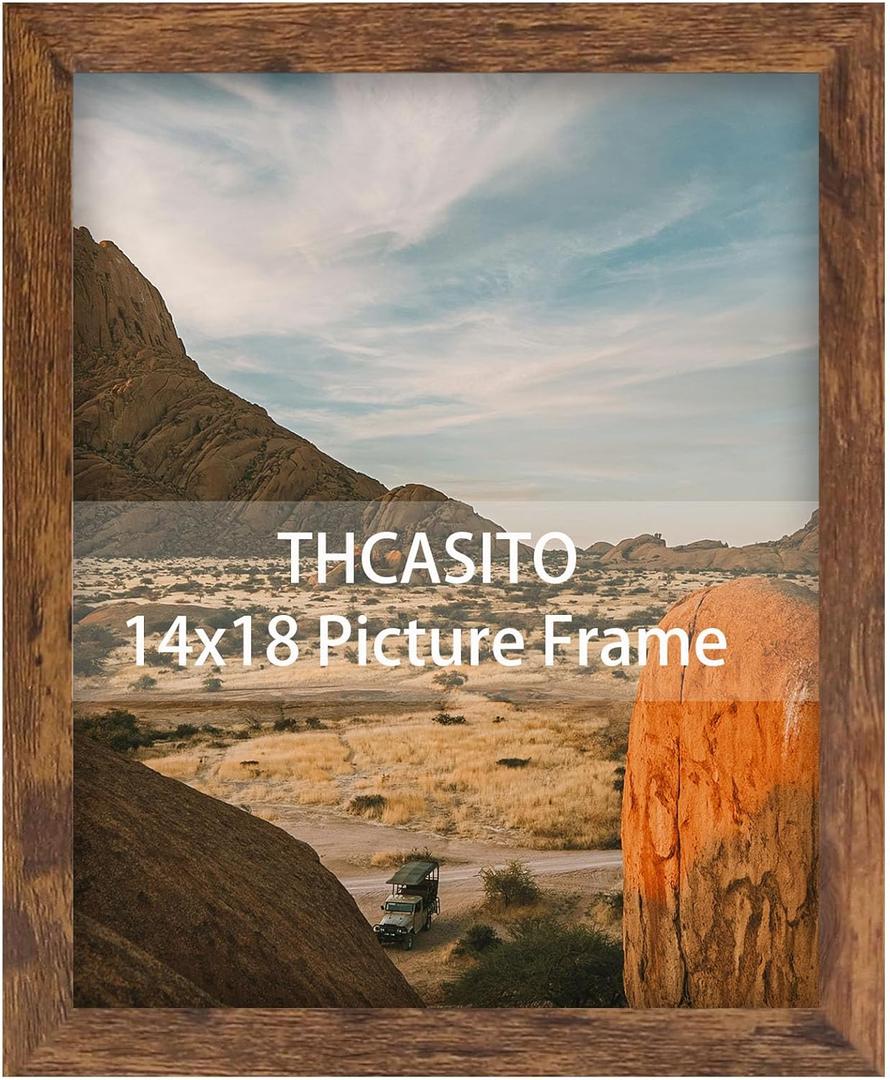 Picture Frames 14x18 Brown Poster Frames without Mat for Wall Vertical or Horizontal Decor